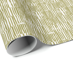 Papier Cadeau Lignes géométriques abstraites vert olive unique c