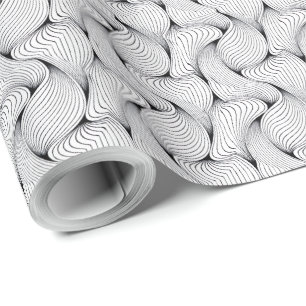 Papier Cadeau Lignes interconnectées noires et blanches amusante