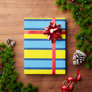 PAPIER CADEAU LIGNES MODERNES COULEUR _JAUNE_BLUE _SI CUTE