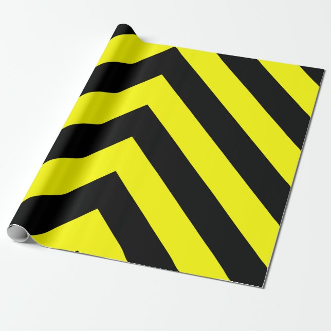 Papier Cadeau Lignes noires et jaunes motif (Déroulé)