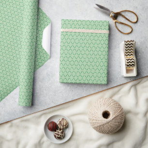 Papier Cadeau Lignes pointillées ondulées vert foncé sur fond ve