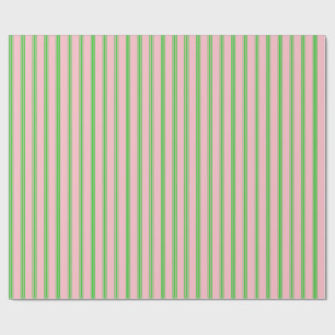 Papier Cadeau Lignes vertes roses et citron vert enveloppant du 
