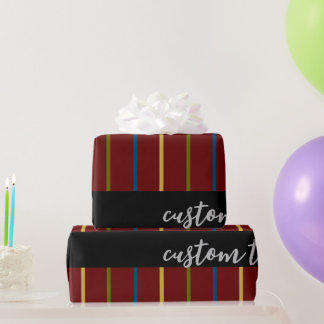 PAPIER CADEAU LIGNES VERTICALES ROUGES ÉLÉGANTES RICHES TEXTE DU