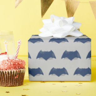 Papier Cadeau Ligue de Justice   Symbole Batman de brosse et dem