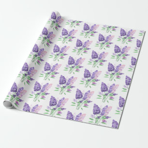 Papier Cadeau Lilacs Fleurs violettes Aquarelle Motif de la natu