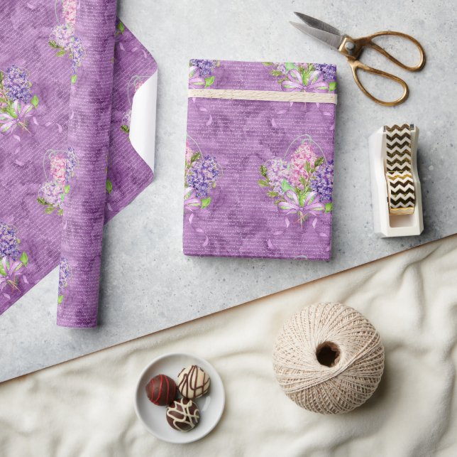 Papier Cadeau Lilacs Violet Et Rose (Artisanat)