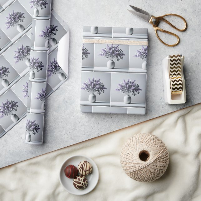 Papier Cadeau Lilacs violets et Bouquet Feuille d'argent (Artisanat)