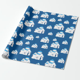 Papier Cadeau L'île grecque Santorin Blue Dome