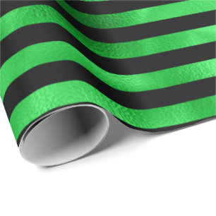 Papier Cadeau Lime Emerald Green Stripes Lines Black