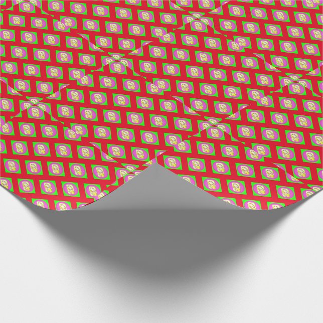 Papier Cadeau Lime Vert et violet clair motifs (Coin)