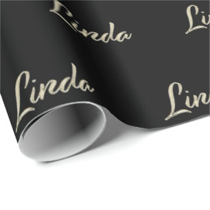 Papier Cadeau Linda white gold Handwriting