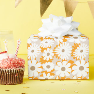 Papier Cadeau Lindas flores grandes y blancas en patrón