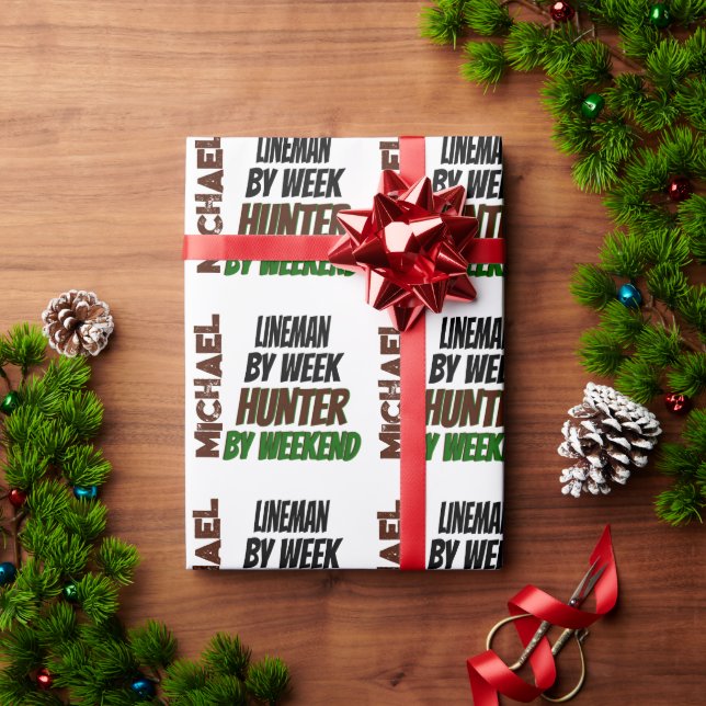Papier Cadeau Lineman aime la chasse (Cadeau de vacances)