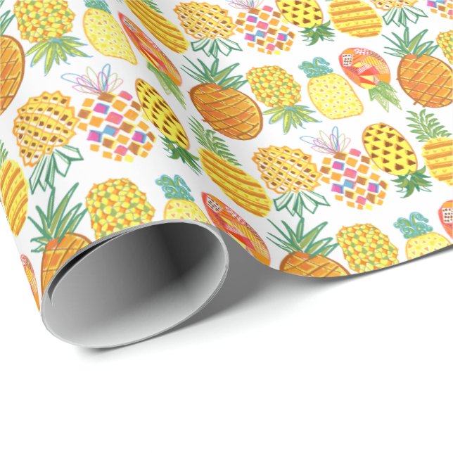 Papier Cadeau Lineup d'ananas (Coin rond)