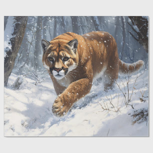 Papier Cadeau Lion de montagne qui se propage dans le découpage
