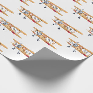 Papier Cadeau Lion et Biplane