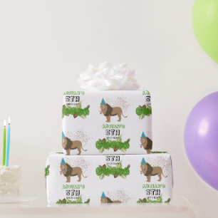 Papier Cadeau Lion Jungle Fête Animaux Fête Anniversaire Personn