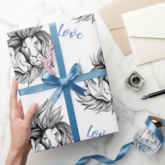Papier Cadeau Lions amoureux
