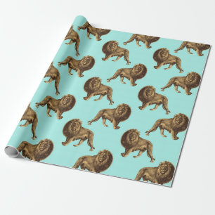 Papier Cadeau Lions Bleu et doré