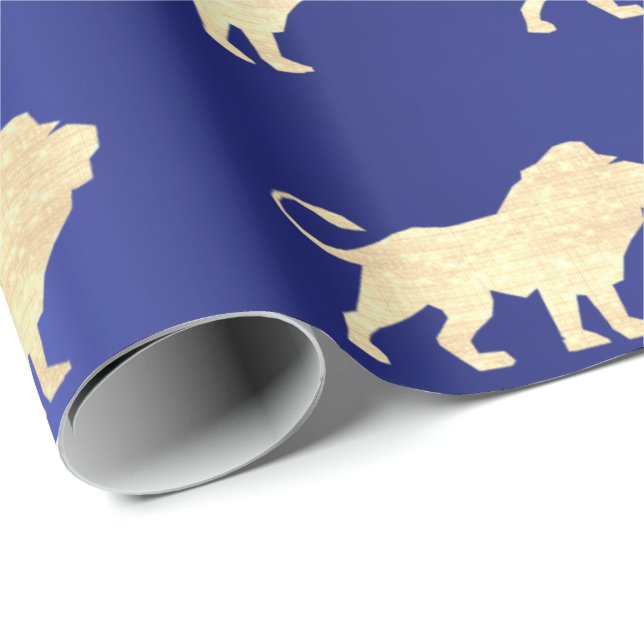 Papier Cadeau Lions Foxier Gold Glam VIP métallisé Sapphire bleu (Coin rond)