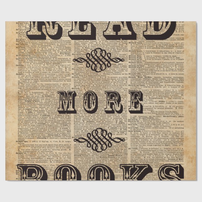 Papier Cadeau Lisez plus d'art de page de dictionnaire (Plat)