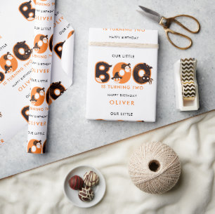 Papier Cadeau Little Boo devient deux noms Anniversaire