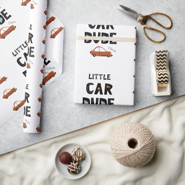 Papier Cadeau Little Car Dude Prénom Garçon Anniversaire (Artisanat)