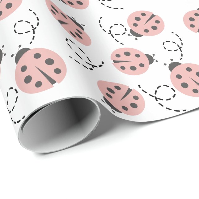 Papier Cadeau Little Log Ladybug Pink (Coin rond)