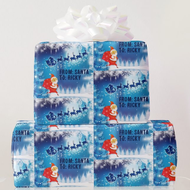 Papier Cadeau Livraison de Noël de Père Noël Ajouter Nom de l'en (Créateur téléchargé)