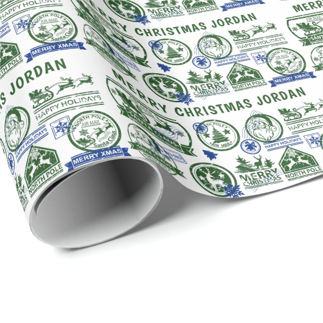 Papier Cadeau Livraison de Noël Santa Clause Pôle Nord Express (Coin rond)