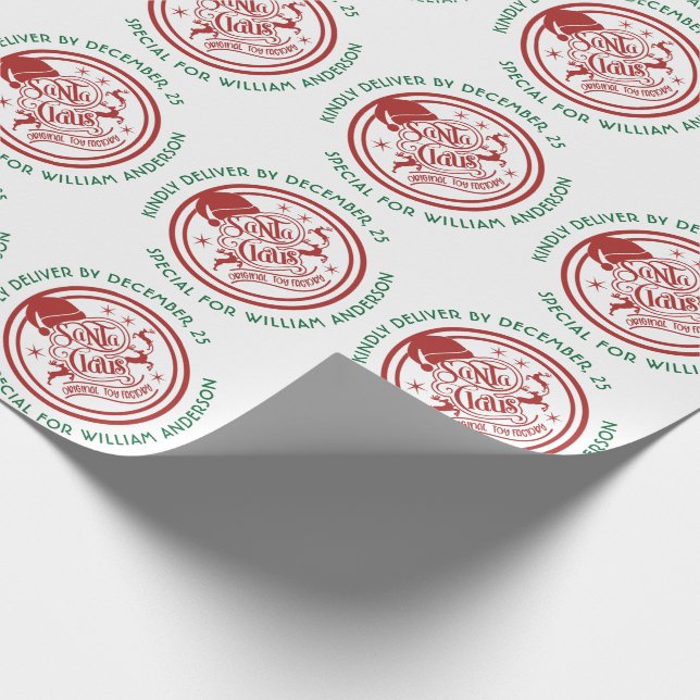 Papier Cadeau Livraison de Noël Santa Clause Wrapp personnalisée (Coin)