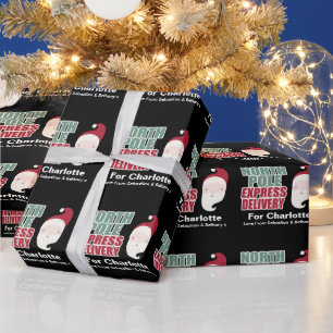 Papier Cadeau Livraison d'Express au pôle Nord Père Noël personn