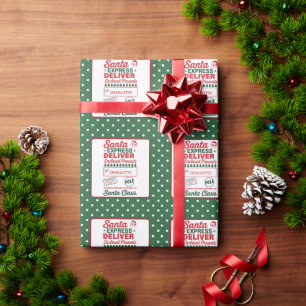 Papier Cadeau Livraison express de Noël Santa Express pointillée