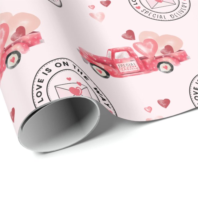 Papier Cadeau Livraison spéciale Camion de couleur d'eau Valenti (Coin rond)