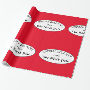Papier Cadeau Livraison spéciale du pôle Nord Rouge
