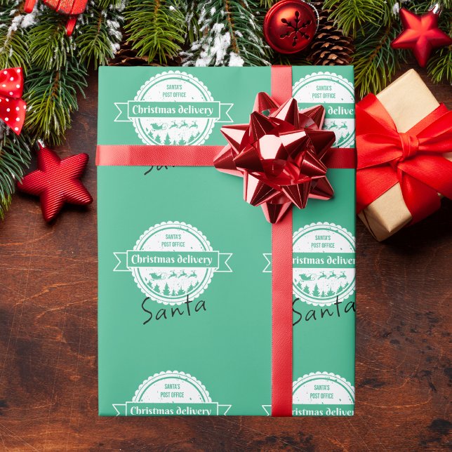 Papier Cadeau Livraison spéciale Noël de Père Noël Mint Green (Créateur téléchargé)