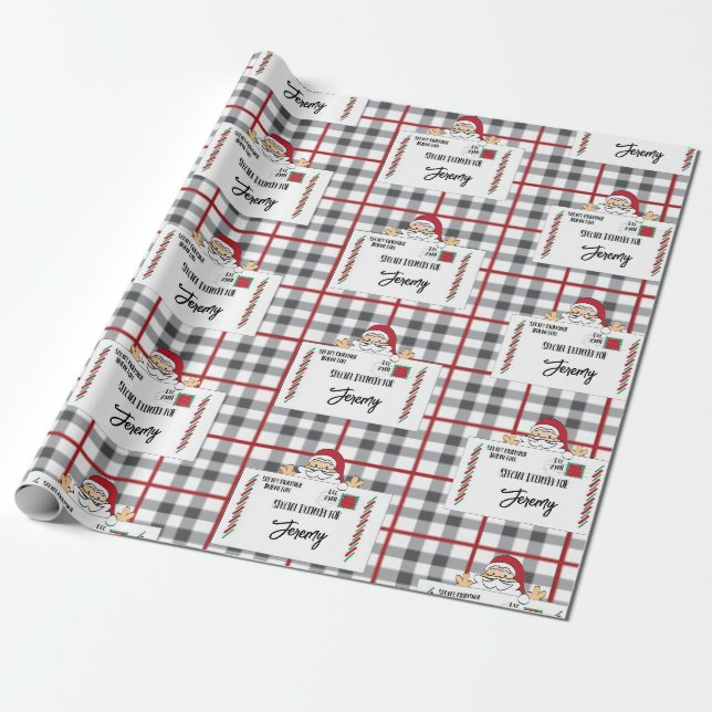 Papier Cadeau Livraison spéciale père Noël Rouge Blanc Noir (Déroulé)