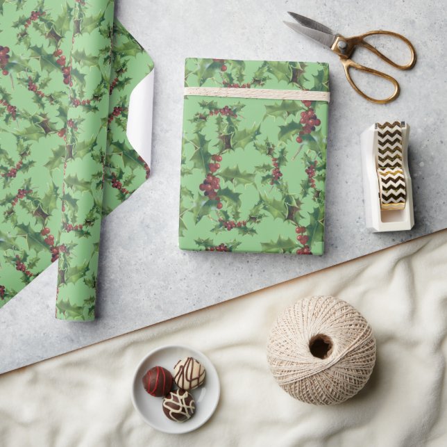 Papier Cadeau Livre blanc de Noël sur le vert (Artisanat)