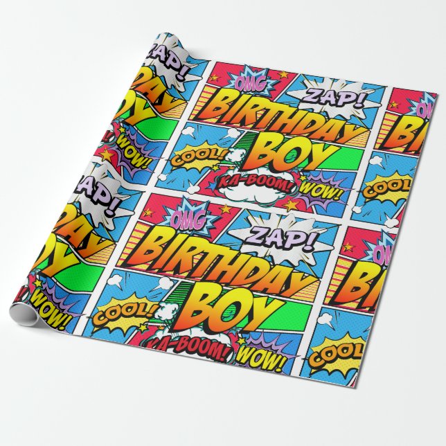 Papier Cadeau Livre de bande dessinée pour garçons (Déroulé)
