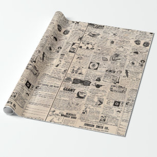 Papier Cadeau Livre de bande dessinée vintage Annonces classifié