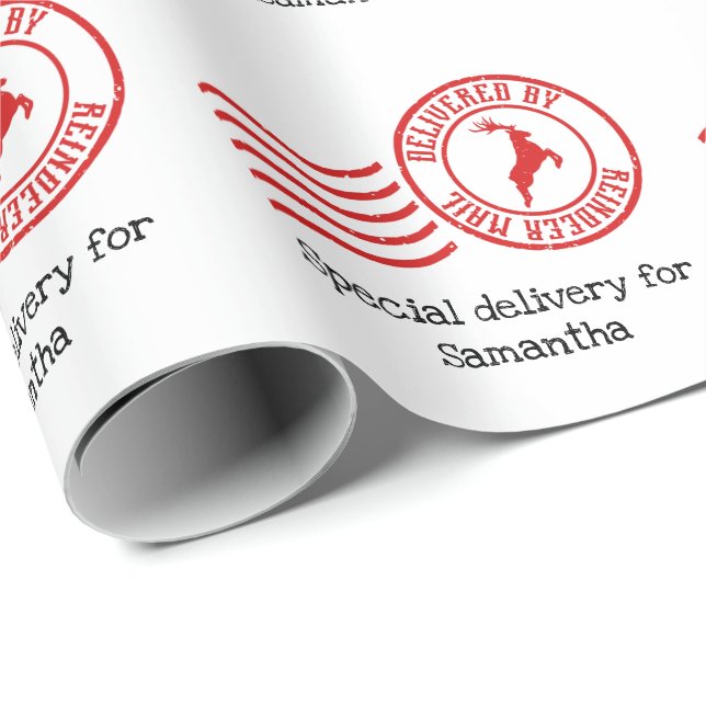 Papier Cadeau Livré par Reindeer mail joli Noël (Coin rond)