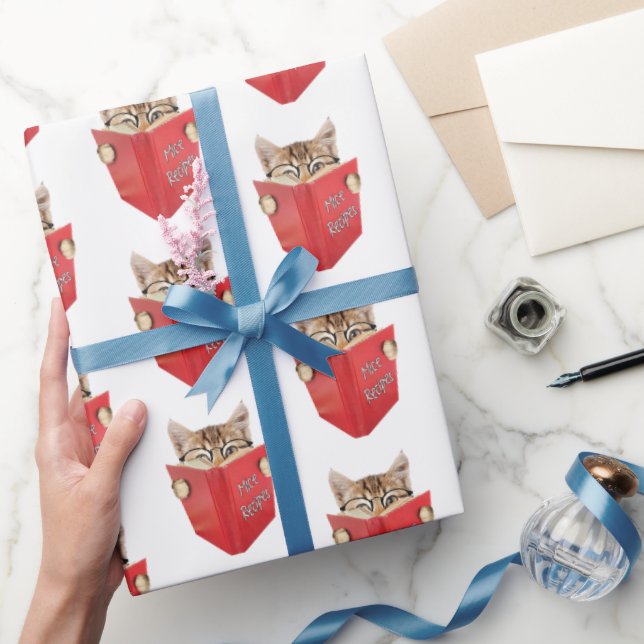 Papier Cadeau Livre rouge de lecture de chat (Cadeaux)