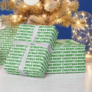 Papier Cadeau Livre vert sur la typographie blanche de Noël