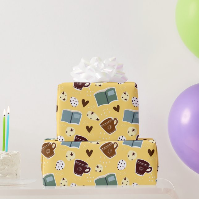 Papier Cadeau Livres et papier d'enveloppement de café (Cadeaux de fête)