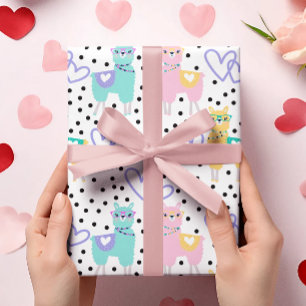 Papier Cadeau Llama Pastel Purple Love Motif Imprimer Enveloppem