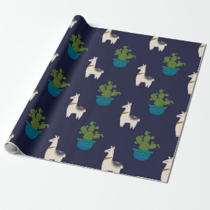 Papier Cadeau Llamas et Cactus