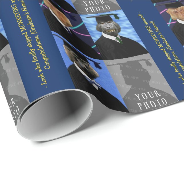 Papier Cadeau L'obtention du diplôme drôle Monkeys des (Coin rond)