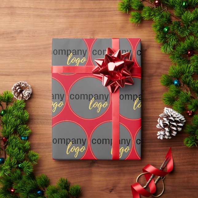 PAPIER CADEAU LOGO D'AFFAIRES ROUGE RÉPÉTANT LE CADEAU CLIENT MO (Cadeau de vacances)