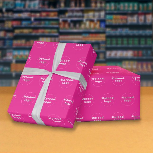 Papier Cadeau Logo d'entreprise Motif en toute transparence Papi (Seamless pattern of your business logo on pink wrapping paper.)