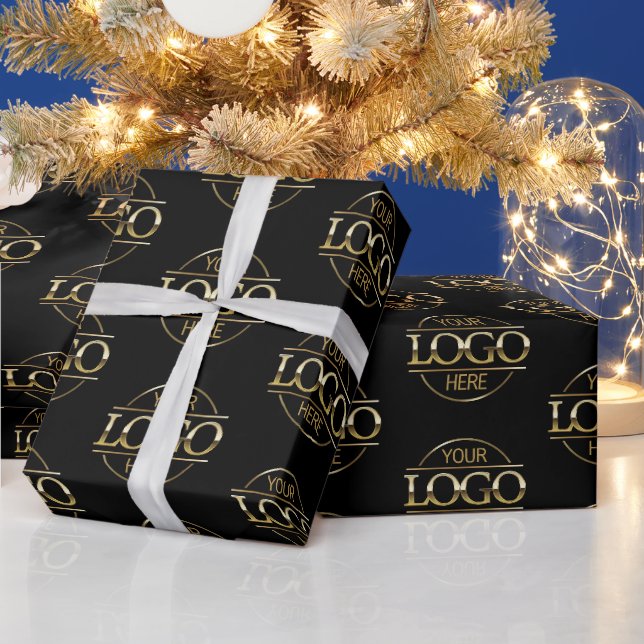 Papier Cadeau Logo d'entreprise personnalisé Marqué noir promoti (Vacances)